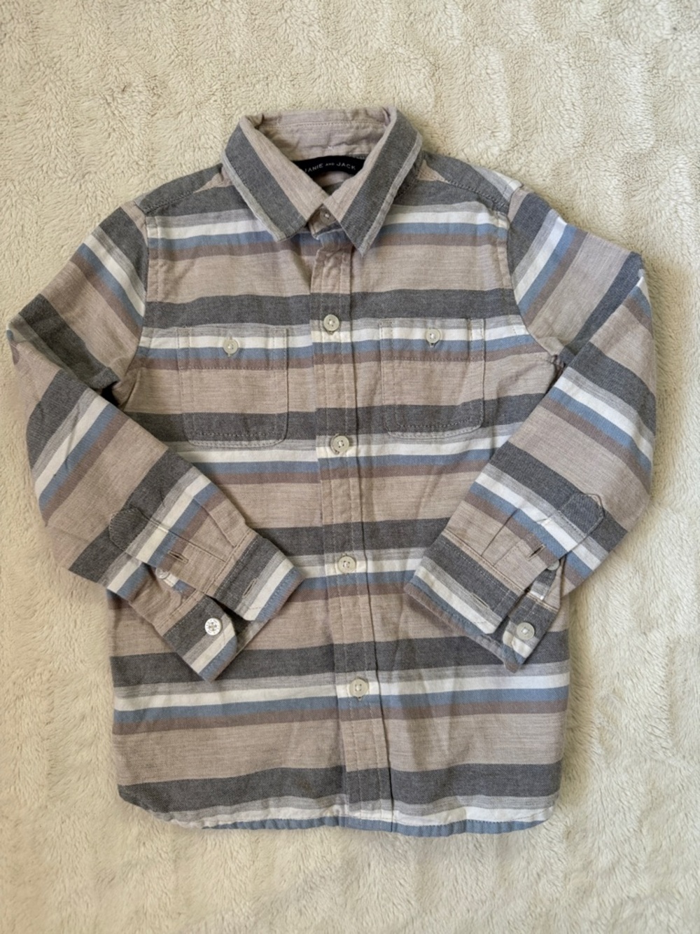Janie and Jack 3T Button-Up Striped Long-Sleeve Shirt - like new!